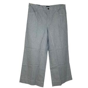 NWT J.Crew Ella Pant Blue White Pinstripe Wide Leg Cropped Trousers 29P nautical